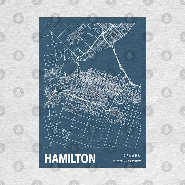 Hamilton Blueprint Street Map, Hamilton Colour Map Prints by tienstencil